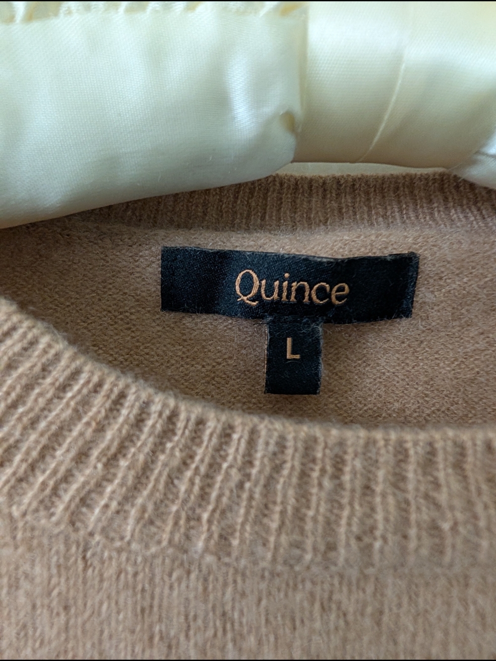 Quince Women's Mongolian Cashmere Crewneck Sweater in Camel Size L - Picture 4 of 7